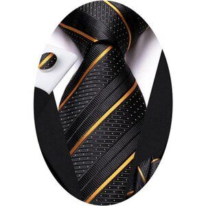 Mens plaid paisley tie set with pocket square cufflinks business wedding necktie